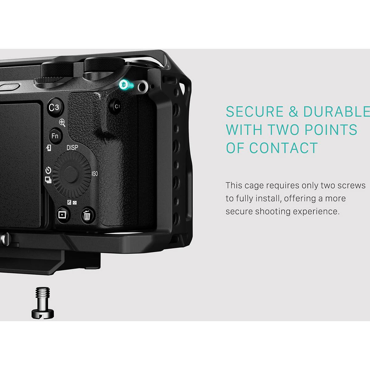 3 Q Fn DISP CI SECURE & DURABLE WITH TWO POINTS OF CONTACT

This cage requires only two screws to fully install, offering a more secure shooting experience.