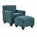 Angle Zoom. Handy Living - Leonardo Transitional Linen Arm Chair and Ottoman - Blue.