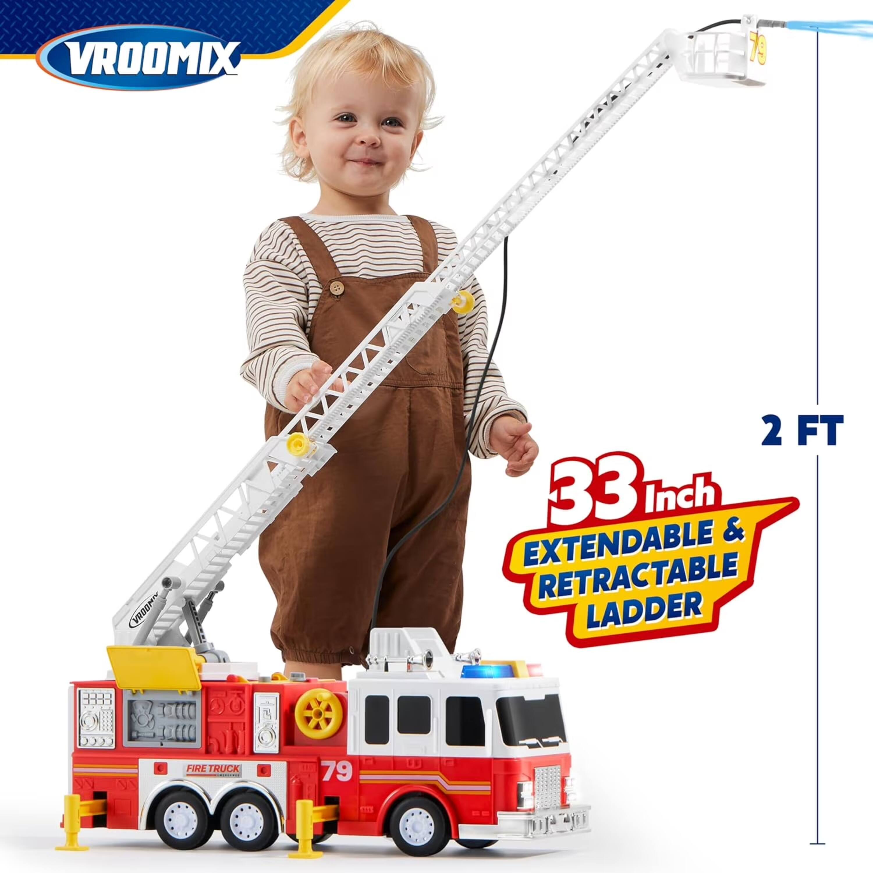 VROOMIX: 2 FT 33 Inch & EXTENDABLE RETRACTABLE LADDER CCO FIRE TRUCK 79
