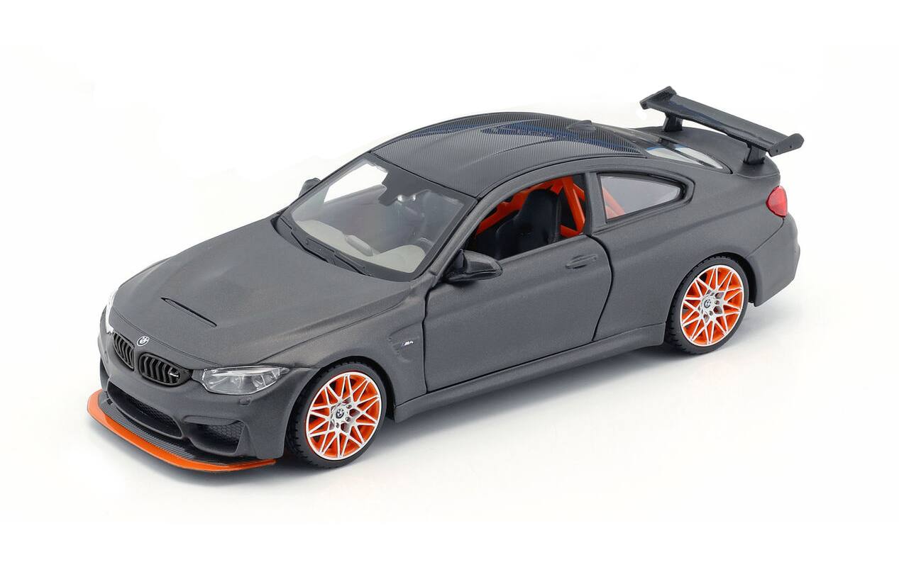 Alt View 1. Maisto - BMW M4 GTS Gray with Carbon Top and Orange Wheels 1/24 Diecast Model Car by Maisto.