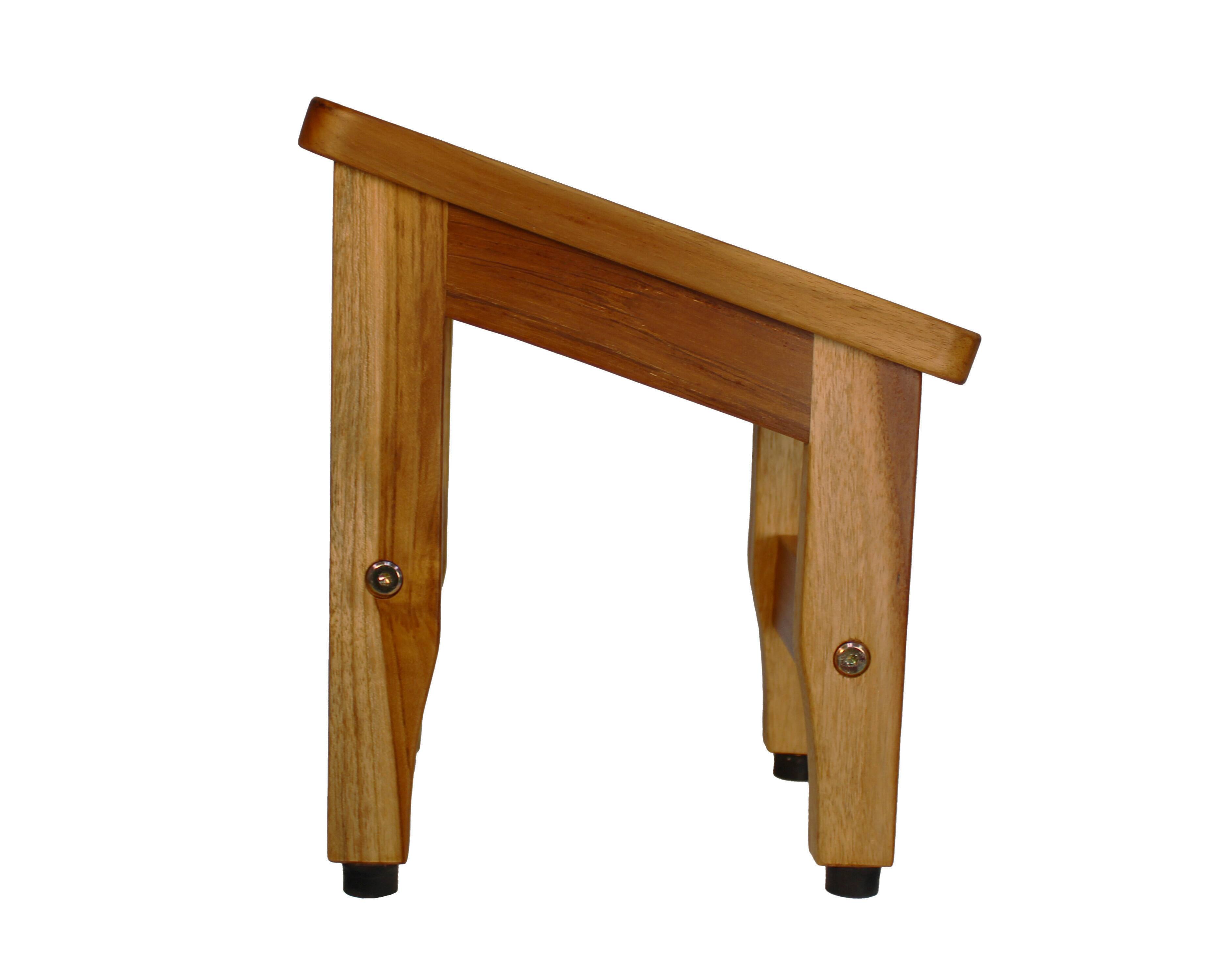 Angle. EcoDecors - EcoDecors Eleganto® 12” Tall Compact Teak Shaving Foot Rest - EarthyTeak.