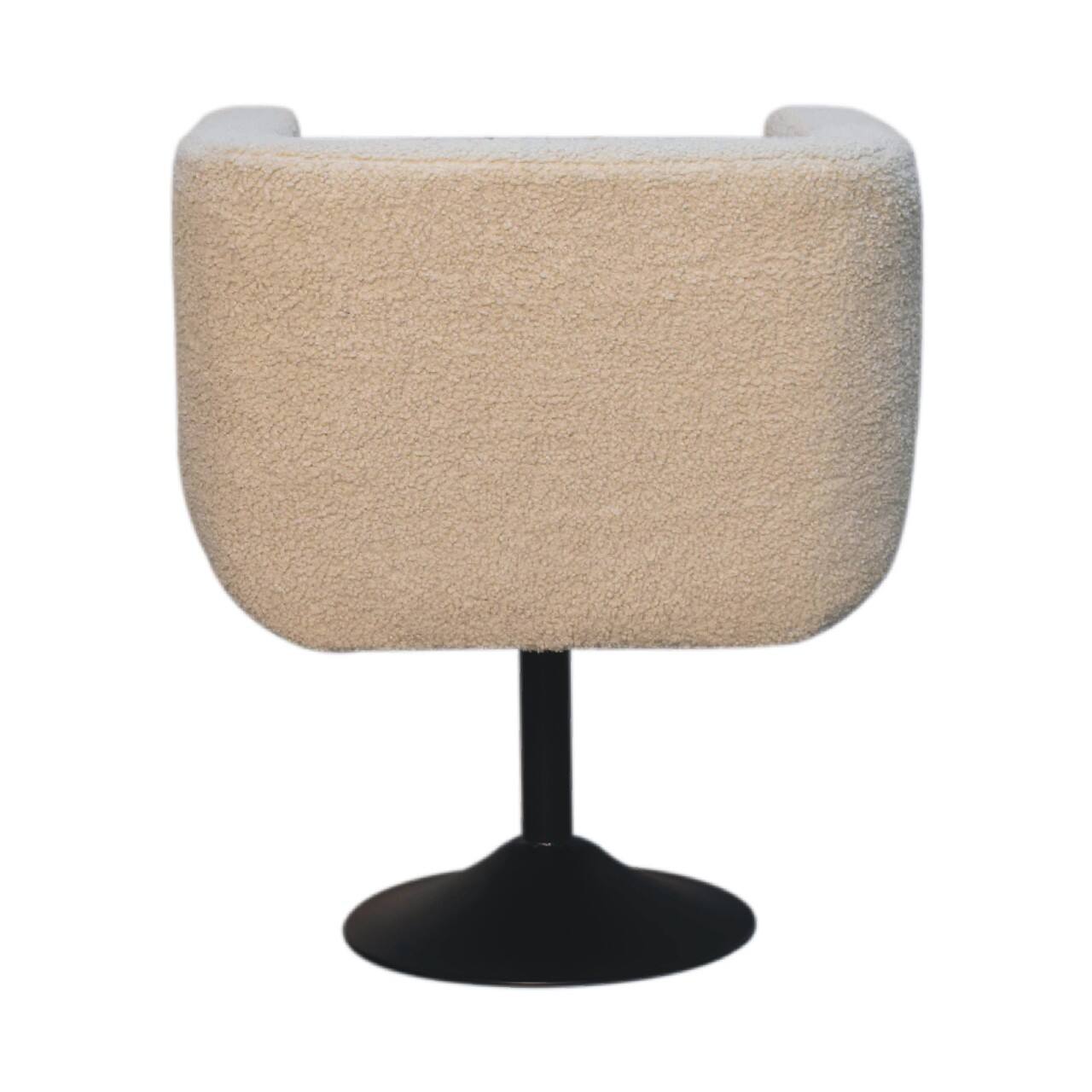 Alt View 6. Artisan Furniture - Artisan Furniture Solid Wood Cream Boucle Swivel Chair, Upholstered, Cream - Cream.
