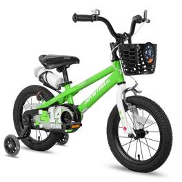 JOYSTAR - Pluto 14" Kids Bike with Light Up Training Wheels, Kids' Bicycle for Boys Girls Ages 3-5, Children Bikes - Green