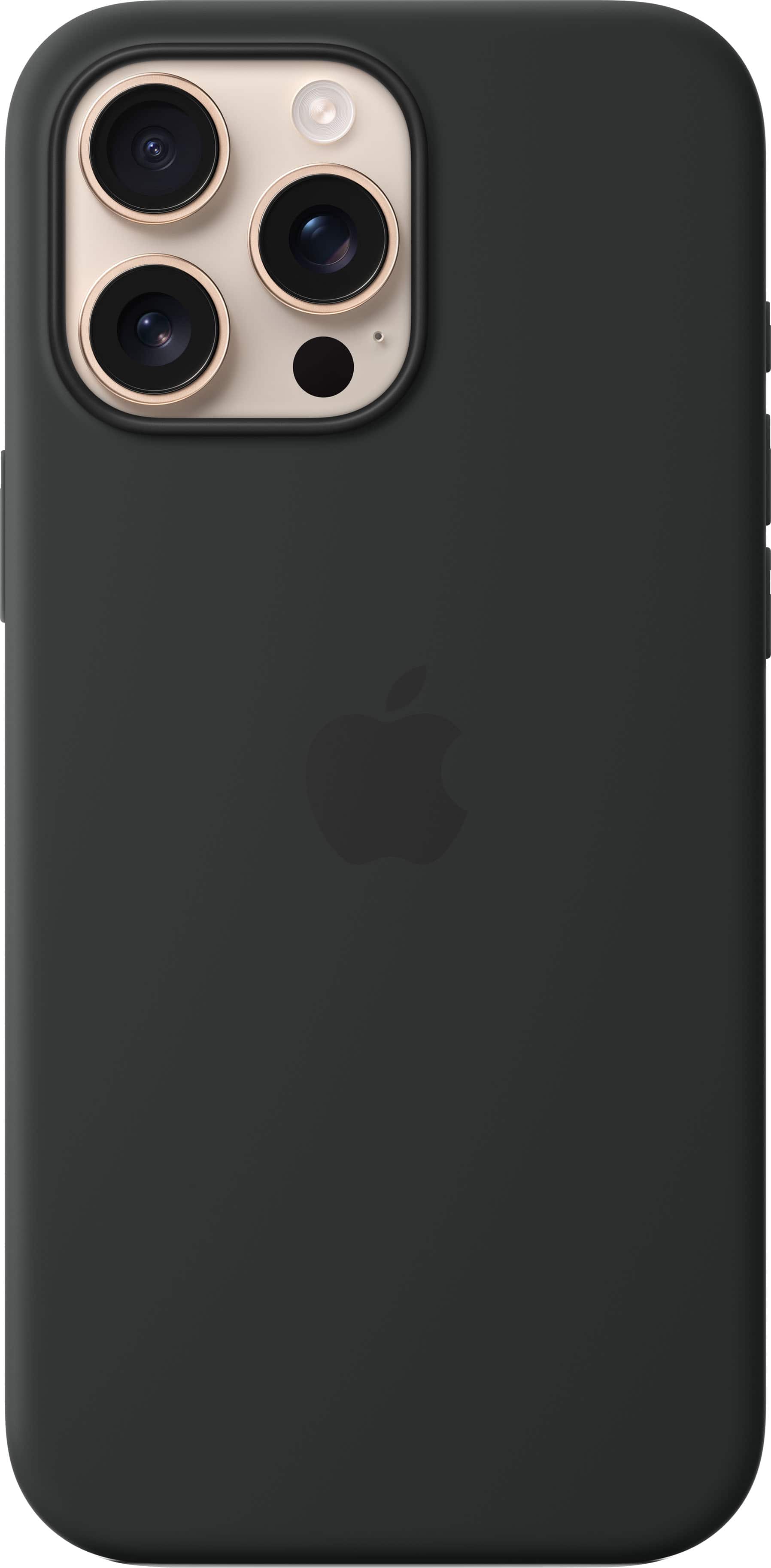 Front. Apple - iPhone 16 Pro Max Silicone Case with MagSafe - Black.
