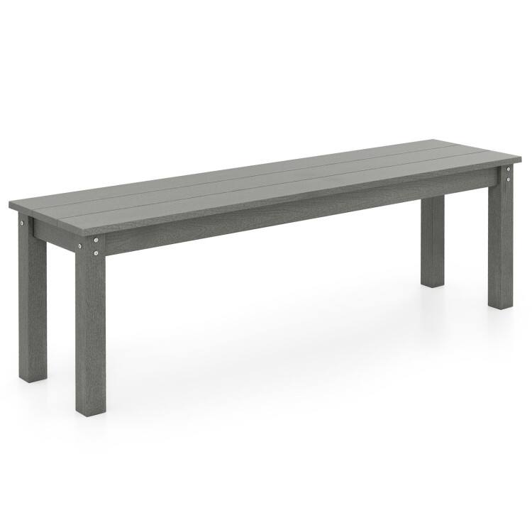 Front. SlickBlue - Outdoor HDPE Patio Bench Seating for 2–3 People, Backless - Grey.