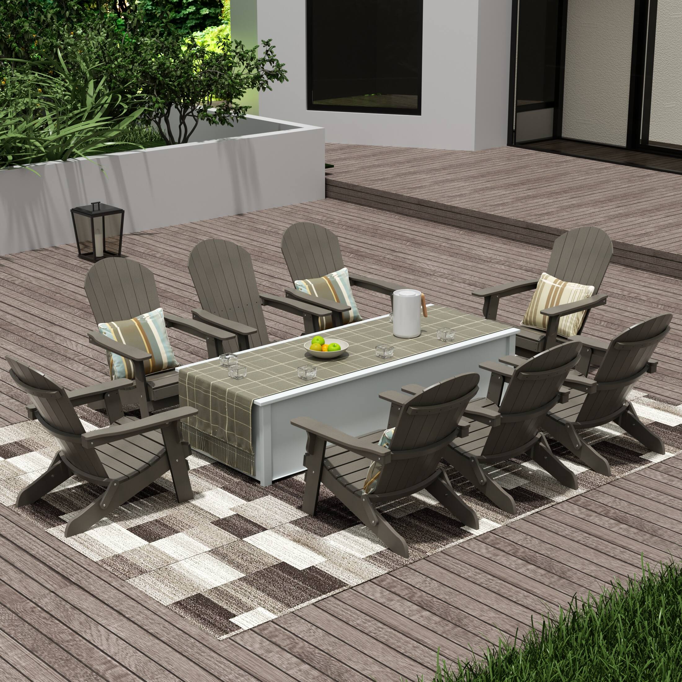 Angle. WestinTrends - WestinTrends Tuscany HIPS Outdoor Folding Adirondack Seashell Chair (Set of 8) - Charcoal Gray.
