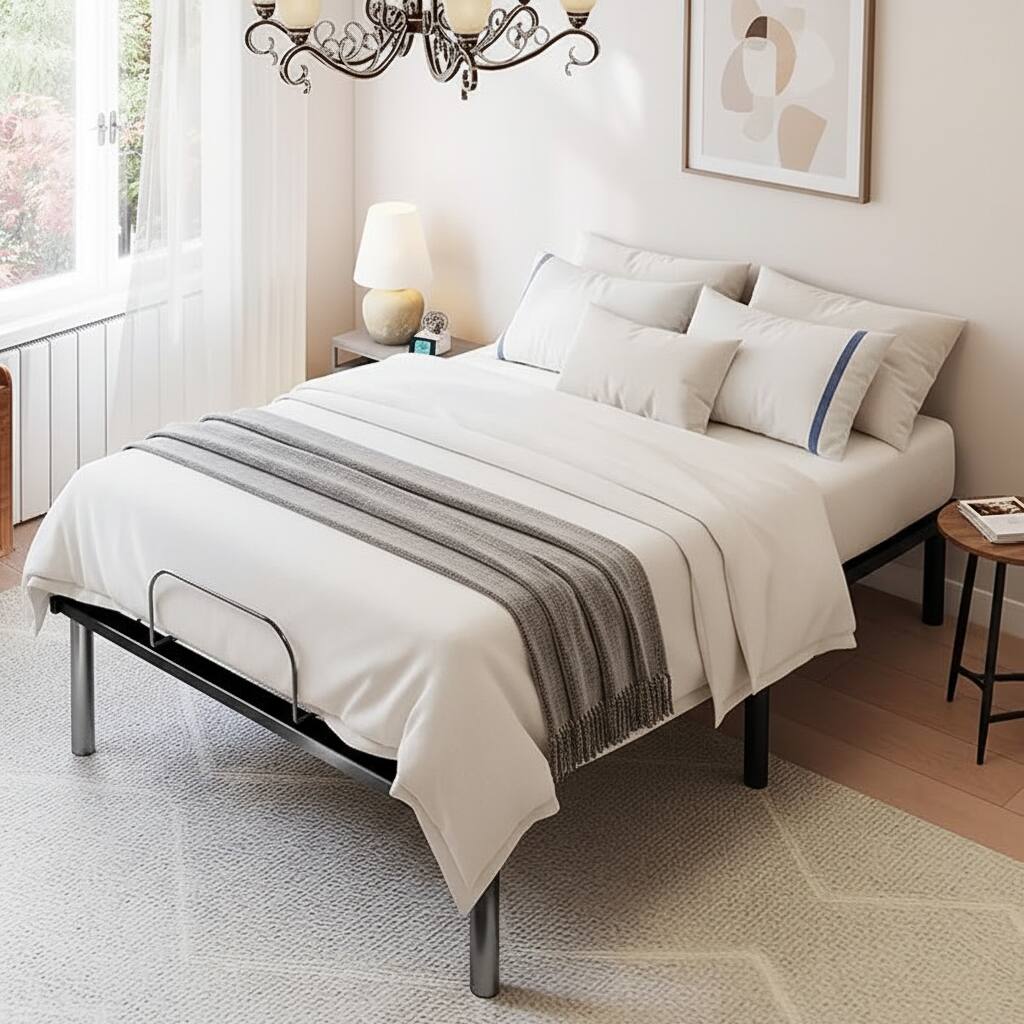 Alt View 2. AOITUN - Full Size Electric Adjustable Bed Frame, Ergonomic Smart Base with Dual USB Ports & Wireless Remote - black.