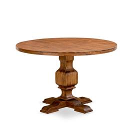 East West Furniture - IR3-0N-TP IRVING Round Dining Table with Pedestal, Rustic Rubberwood Table in Sandblasting Antique Walnut Finish - Multi-Color