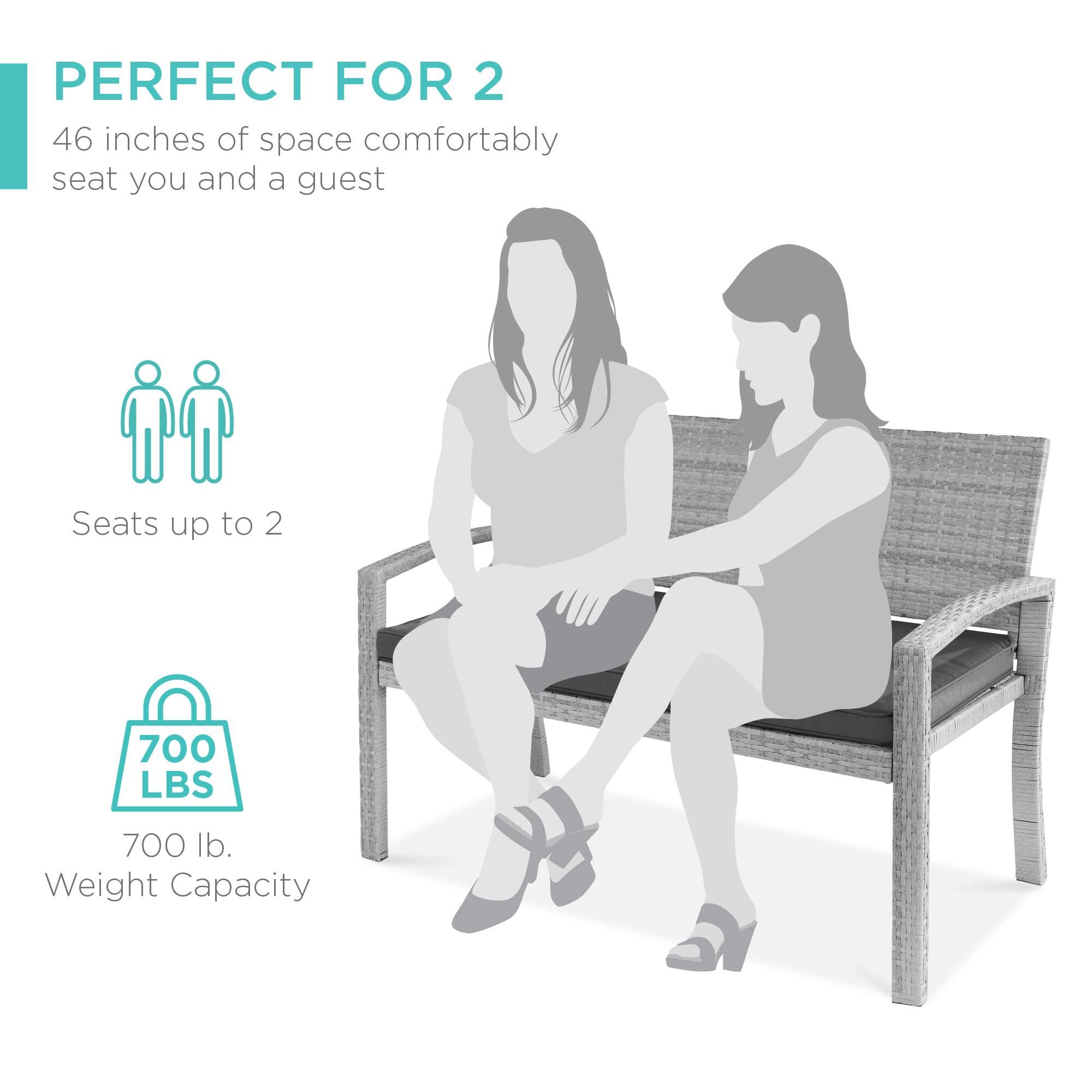 PERFECT FOR 2

46 inches of space comfortably seat you and a guest

Seats up to 2

700 LBS

700 lb. Weight Capacity