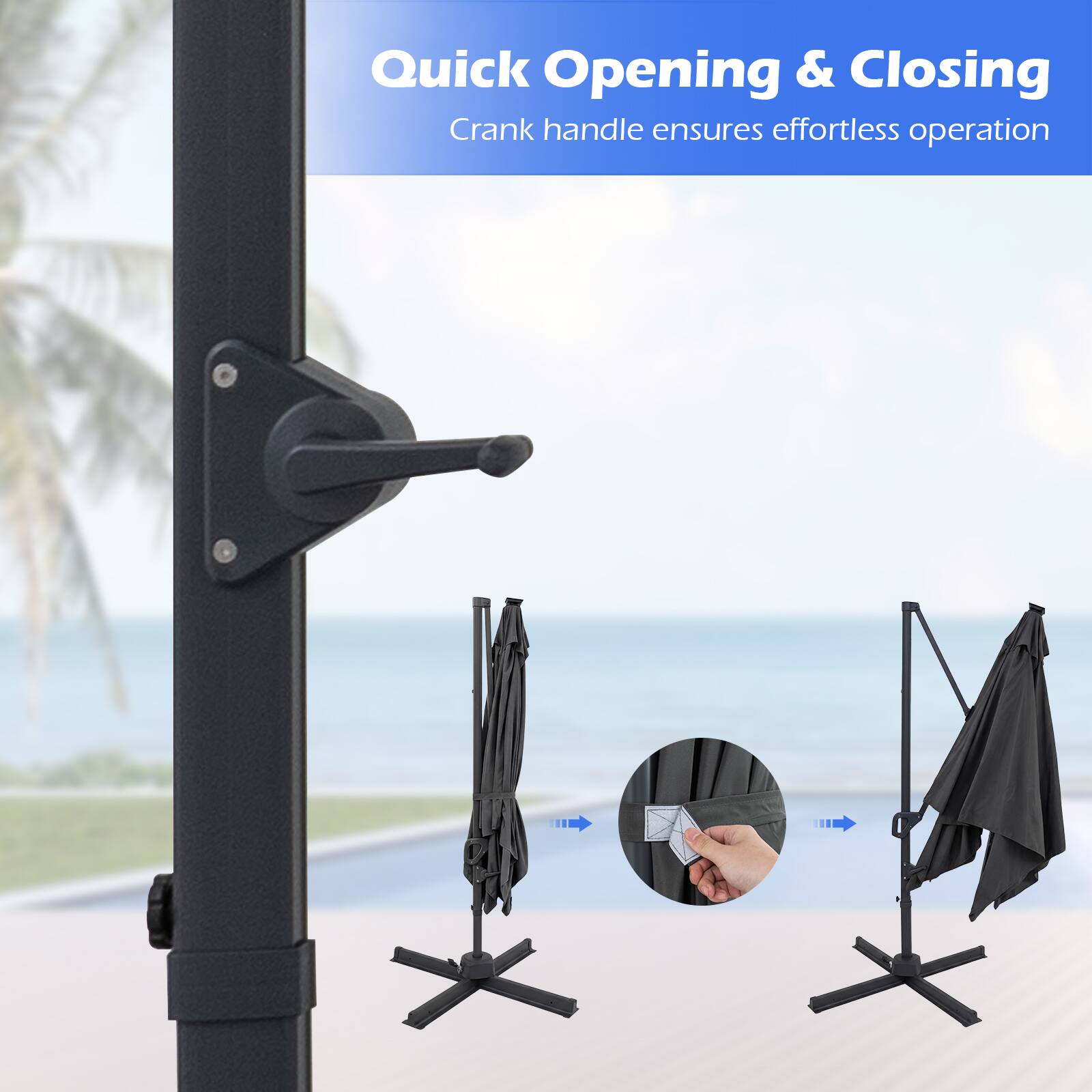 Quick Opening & Closing  
Crank handle ensures effortless operation