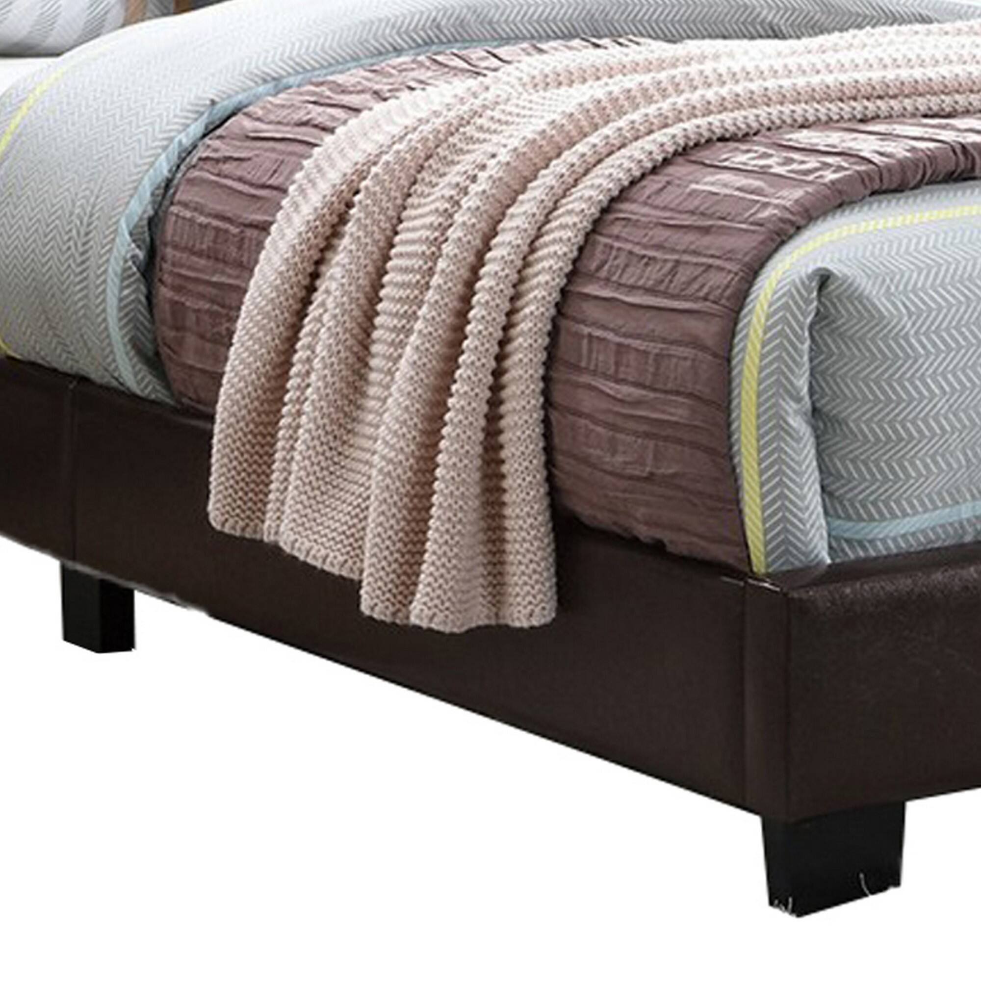 Alt View 2. Manhattan Lane - Transitional Style Leatherette Twin Bed with Padded Headboard - Brown.