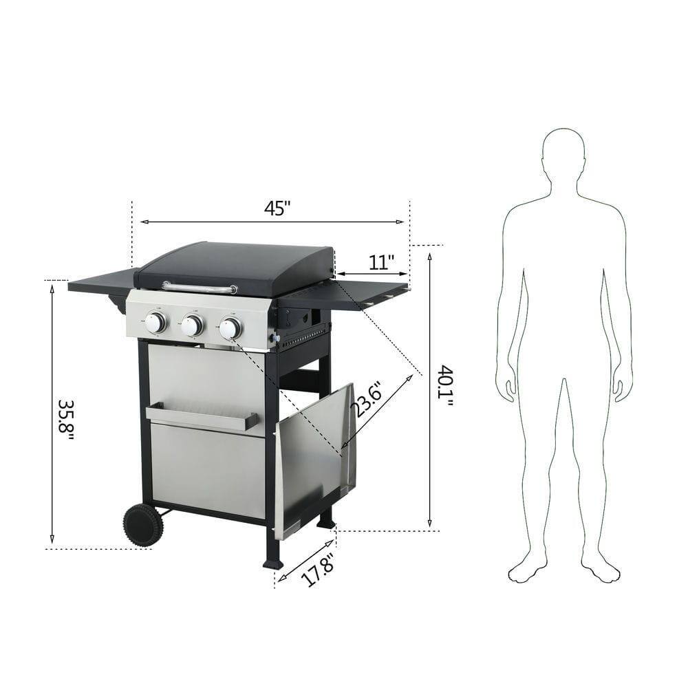 45" (width)  
11" (depth)  
35.8" (height)  
23.6" (side shelf depth)  
40.1" (overall height)  
17.8" (width of side shelf)