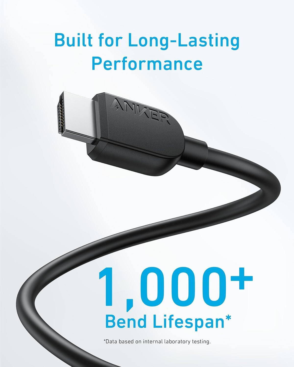 Built for Long-Lasting Performance  
ANKER  
1,000+ Bend Lifespan*  
*Data based on internal laboratory testing.