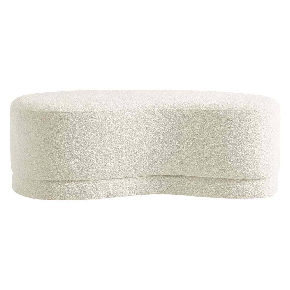 Back. Outdoor Escape - Outdoor upholstered ottoman bench with plush top for patio seating - Beige.