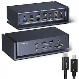 iVANKY - 20-in-1 FusionDock Dual Thunderbolt 4 Chips Docking Station with Thunderbolt 5 Cable for MacBooks M1 to M5 - Midnight Blue