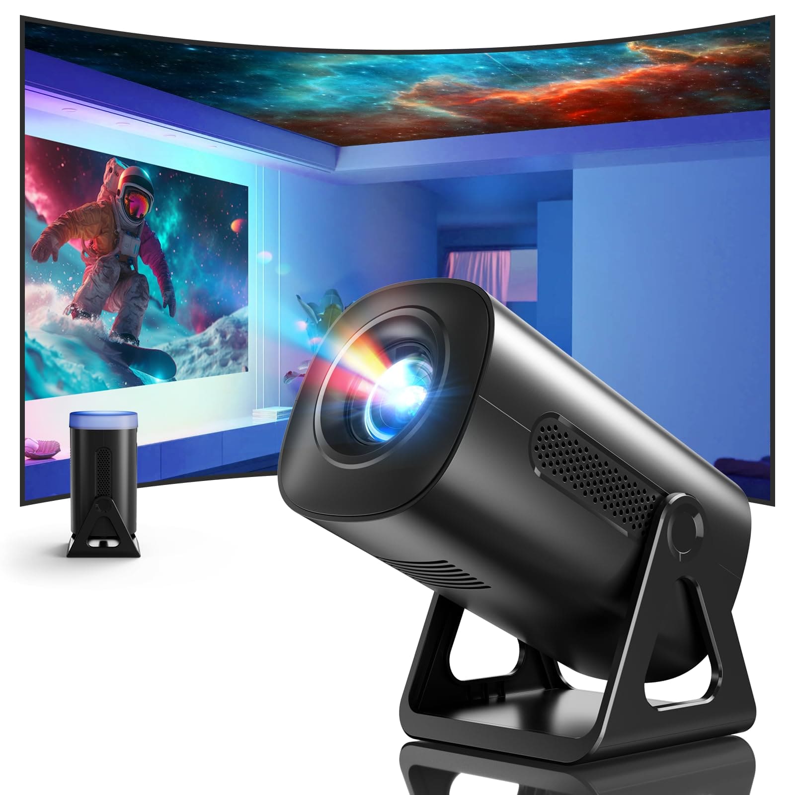 The Best Inks - Mini Projector 2024 Upgraded Portable With 9000 Lux And Full Hd 1080p Movie Compatible Ios/android Phone/tablet/laptop - WiFi Projector with Adjustable Stand