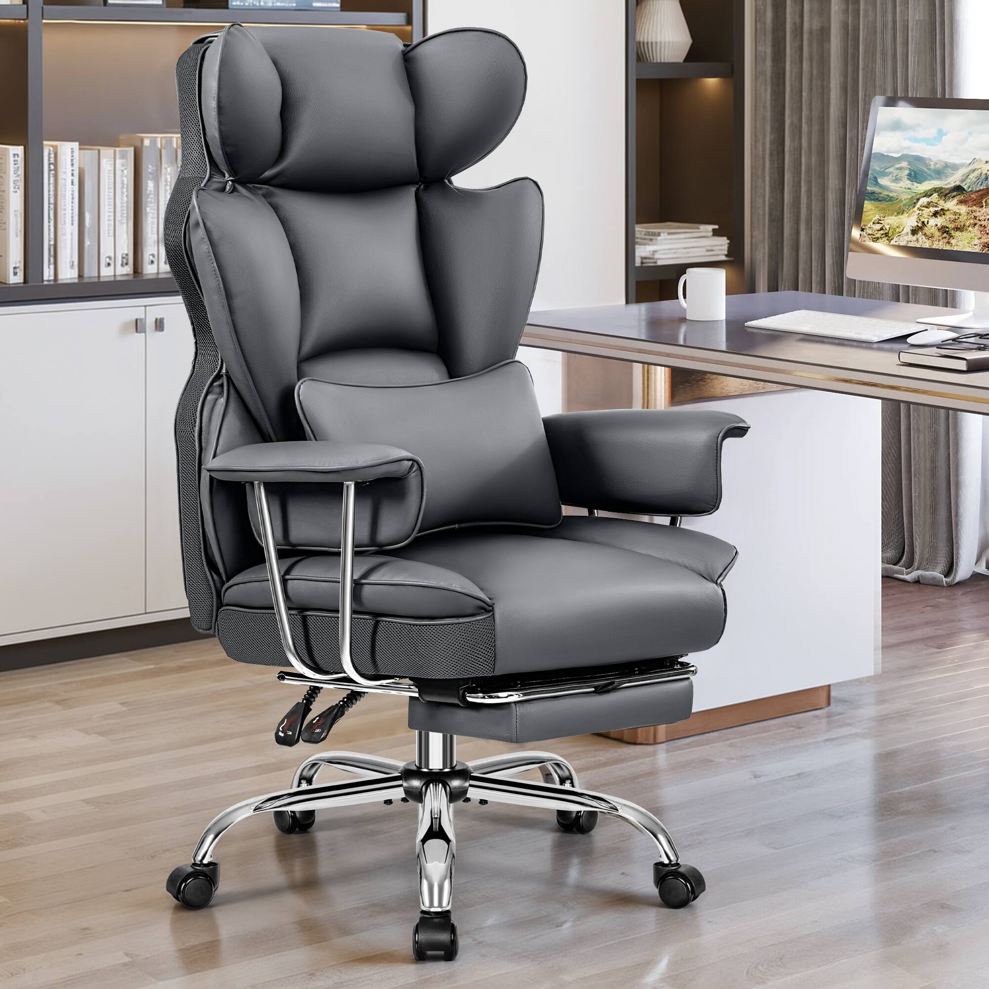 Brick Attic - 500LBS Executive Office Chair, Big&Tall Leather Gaming Chairs with Footrest and Lumbar Suppor,Adjustable Height Chairs - Gray price history on PriceWatchPro
