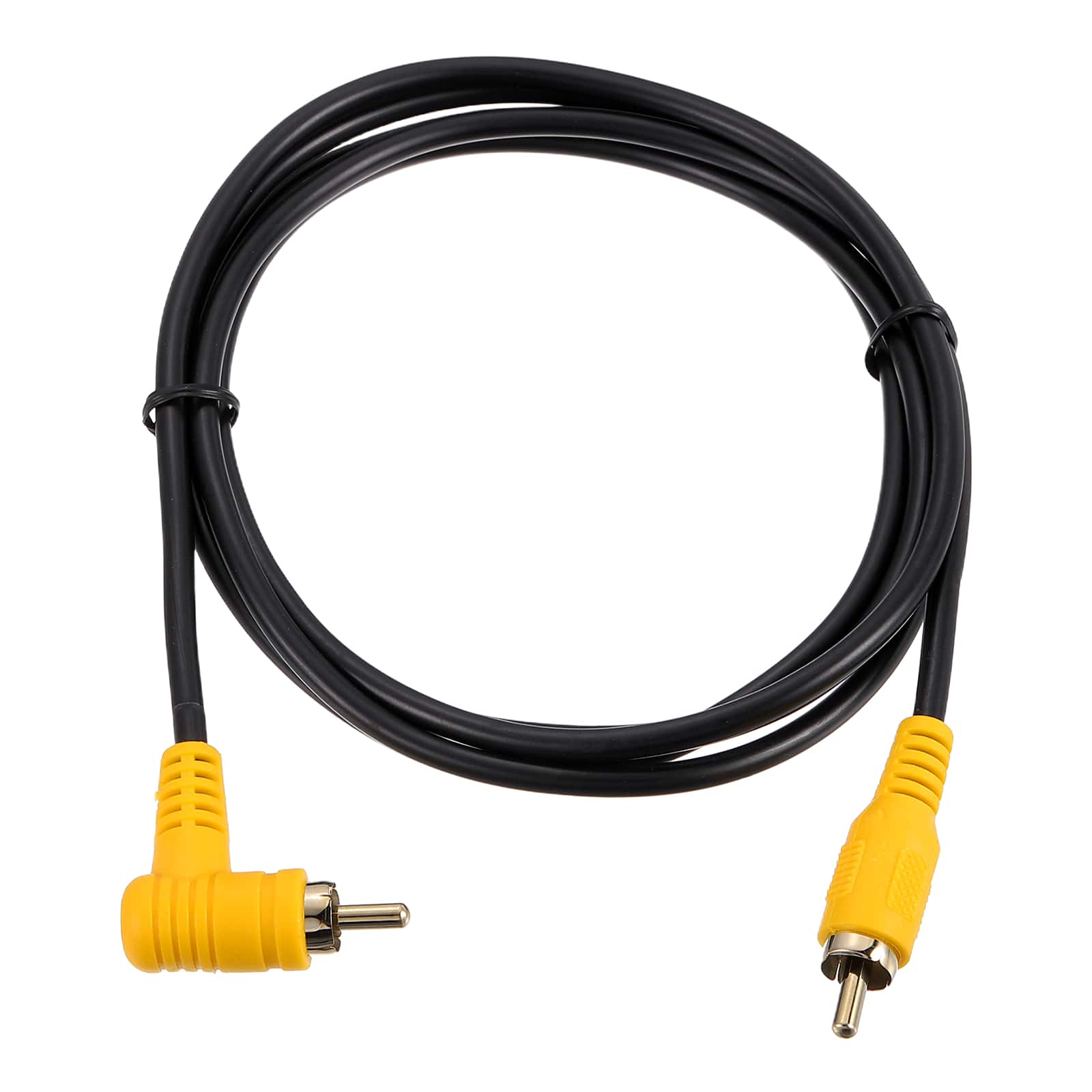 Unique Bargains - RCA Right Angle Cable, 1 RCA Male Bend to 1 RCA Male, for Subwoofer Amplifier Home Theater - Black