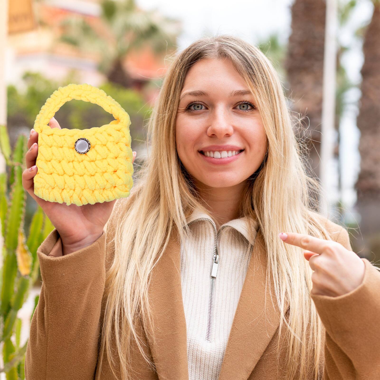 Alt View 5. Unique Bargains - Crochet Purse Pouch, Cute Handmade Knitted Storage Bag, for Earbuds Headphones Keys Makeup - Jade Green.