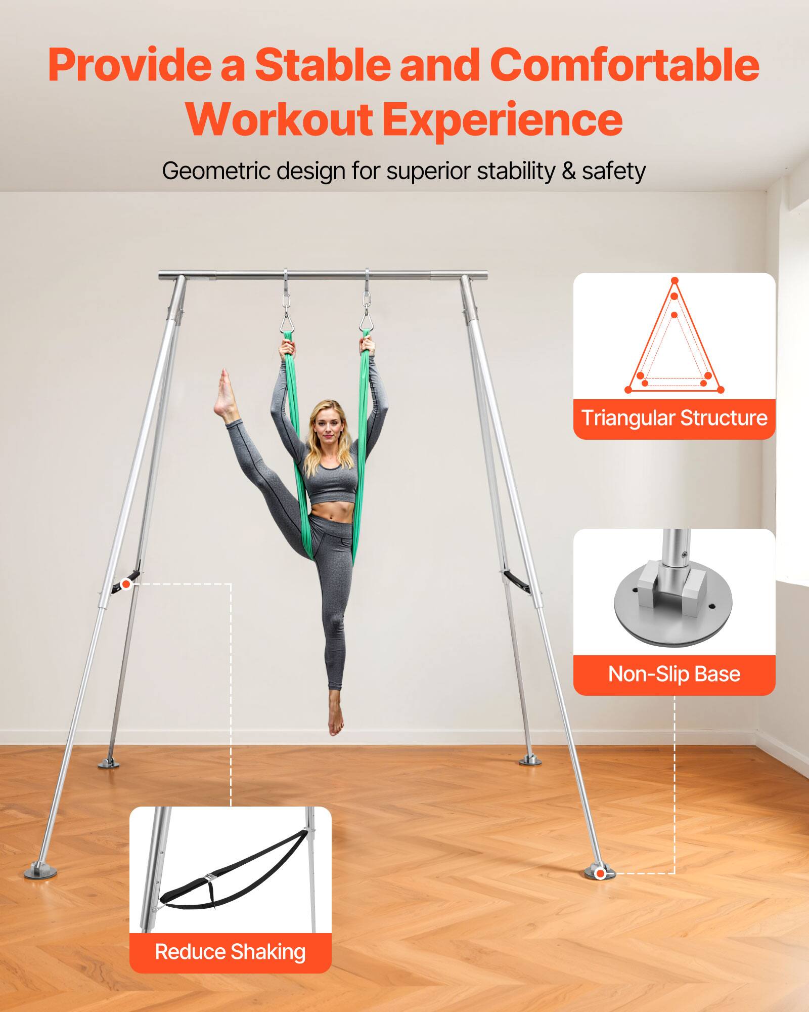 Provide a Stable and Comfortable Workout Experience

Geometric design for superior stability & safety

- Triangular Structure
- Non-Slip Base
- Reduce Shaking