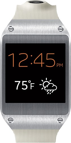  Samsung - Geek Squad Certified Refurbished Galaxy Gear Smart Watch for Select Samsung Galaxy Cell Phones - Oatmeal White