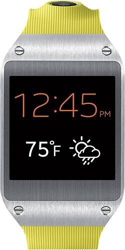 Samsung - Geek Squad Certified Refurbished Galaxy Gear Smart Watch for Select Samsung Galaxy Cell Phones - Lime Green-Front_Standard 