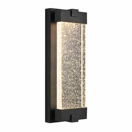 RYHNUYNE - 19" Outdoor Wall Light with Bubble Crystal Glass – Black Aluminum LED Sconce, 3000K Warm Light, Weatherproof
