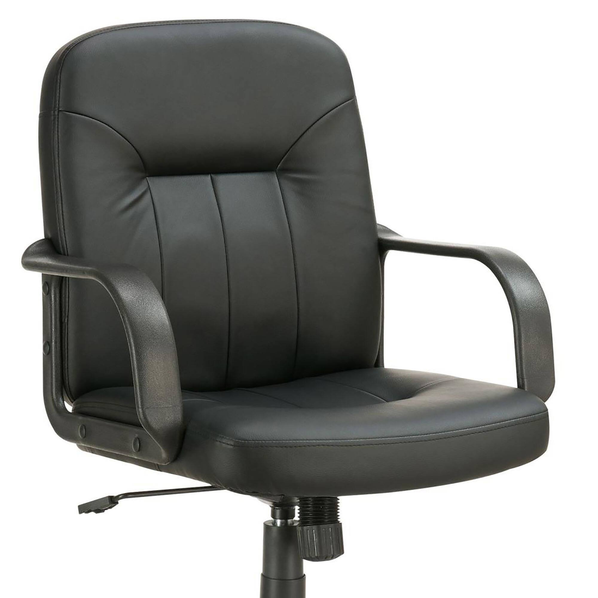 Back. Spaco - Spaco Ergonomic Executive Office Chair, Adjustable Height, Black Leatherette, Sloped Arms, Low Profile, Caster - Black.