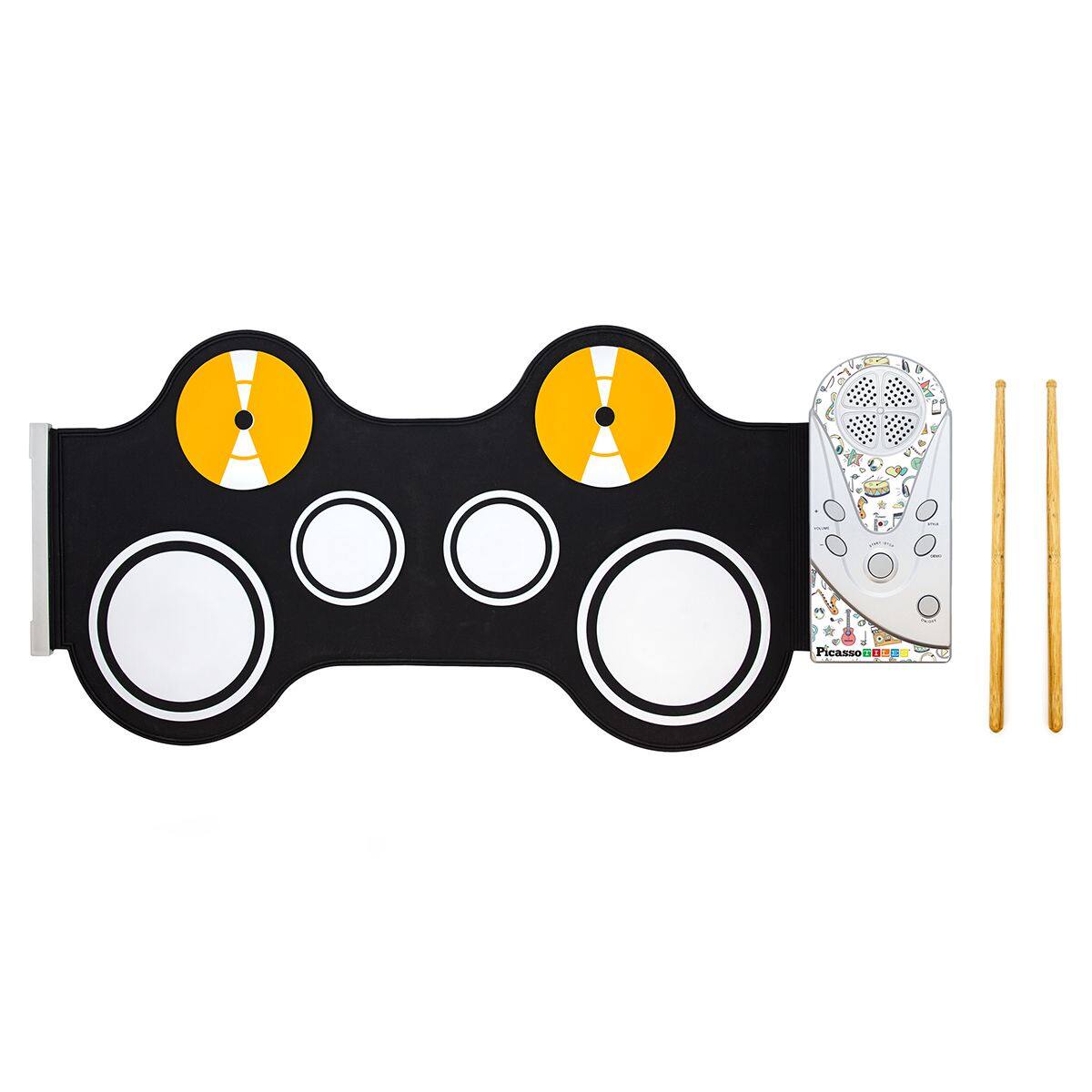 Front. PicassoTiles - PICASSO-TILES PT50 Kids Electronic Roll-Up Drum Kit, Digital Music Toy with Built-In Speaker, Recording Feature.