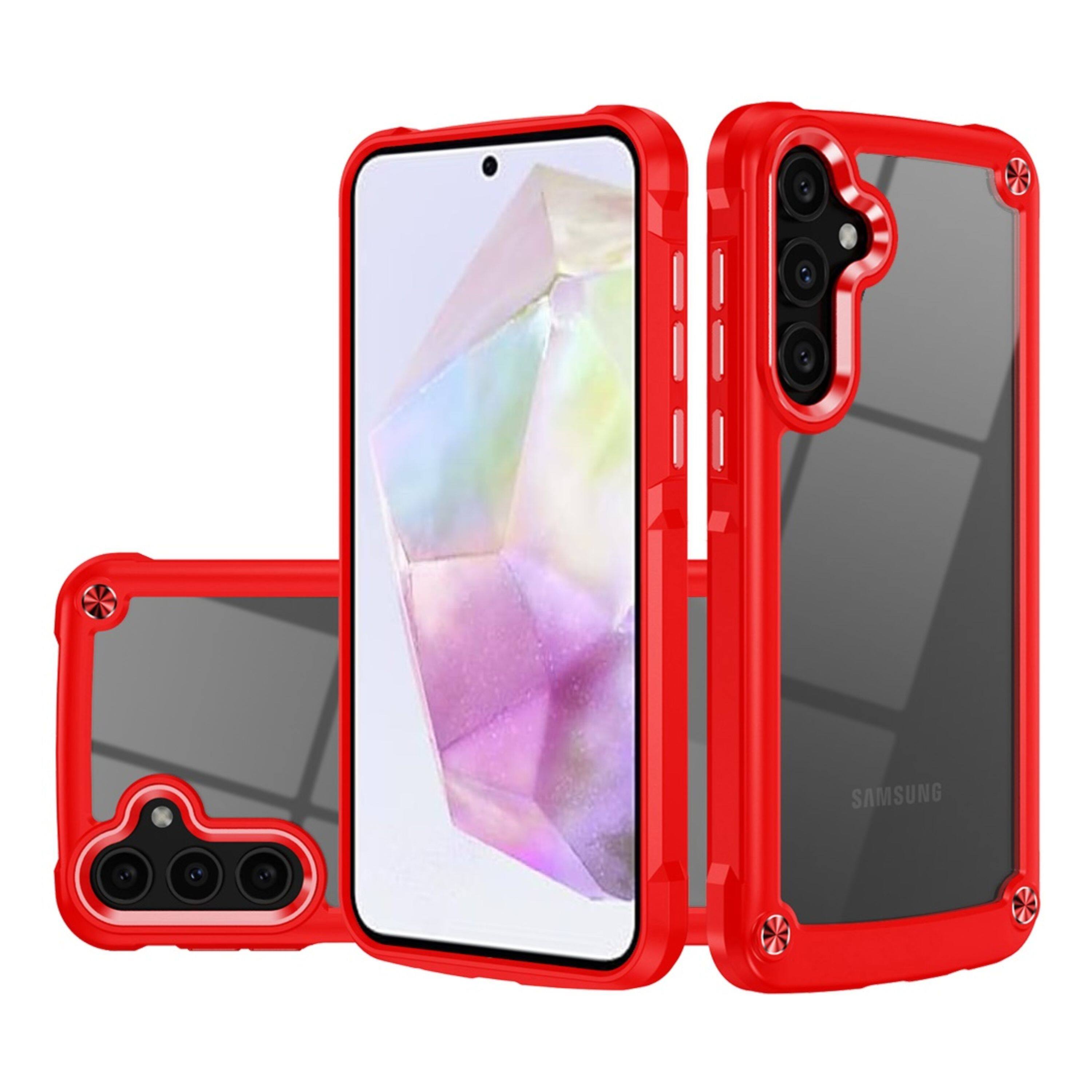 Kitcheniva - Hybrid Metal Buttons Raised Camera Lip Phone Case With Tempered Glass For Samsung Galaxy A36/A56 - Red price history on PriceWatchPro