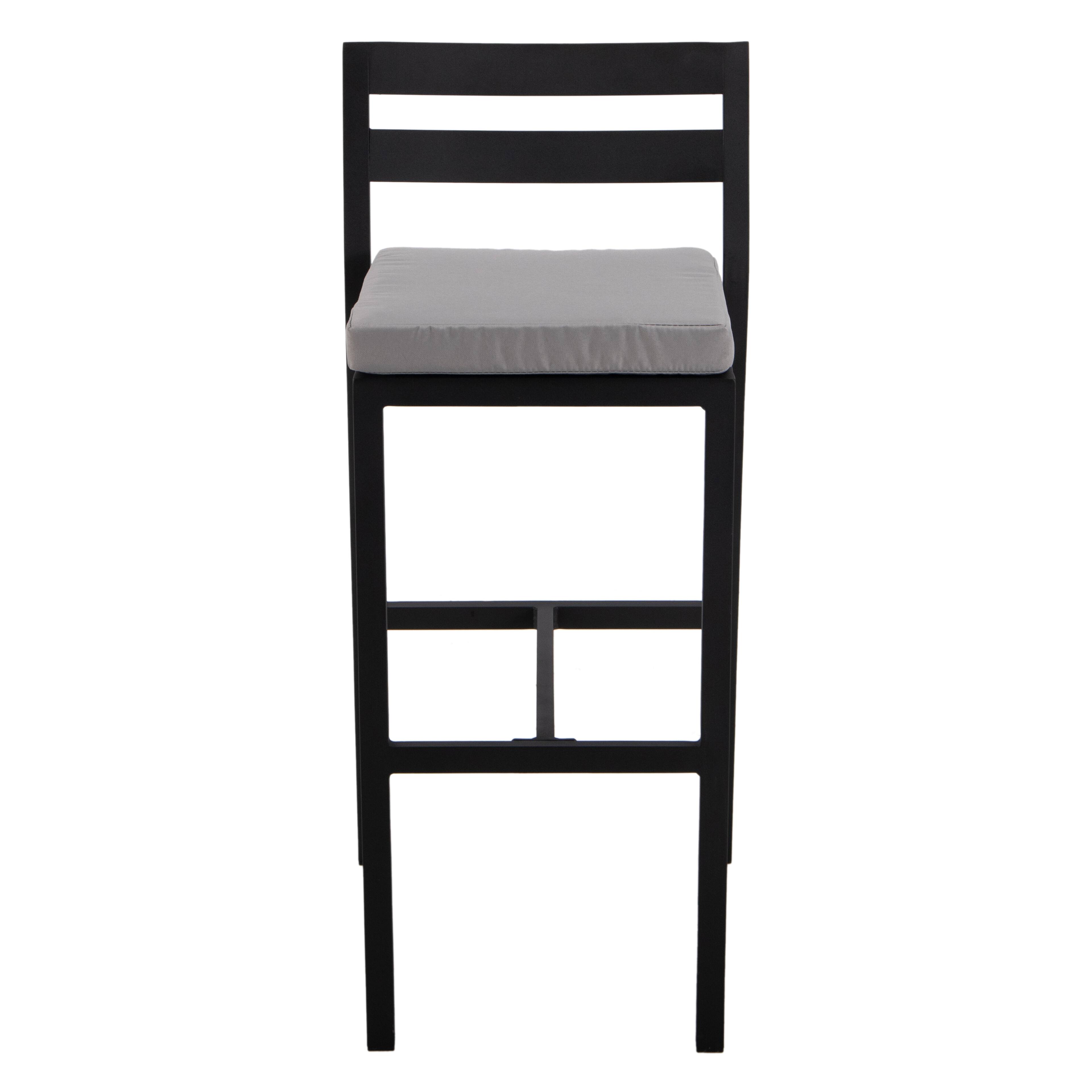 Alt View 2. LeisureMod - Chelsea 2-PCS Modern Patio Barstool, Rust-Proof Aluminum Low Back Outdoor Bar Stool with Olefin Cushion - Light Grey.