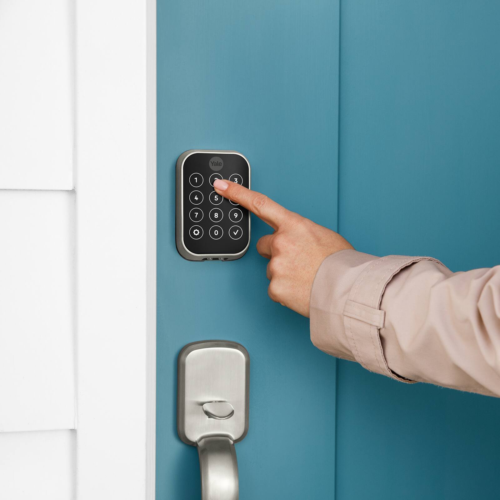 Alt View 6. Yale - Assure Lock 2 with Wi-Fi, Touchscreen Smart Electronic Door Lock with Keyless Entry and Remote Access - Satin Nickel.