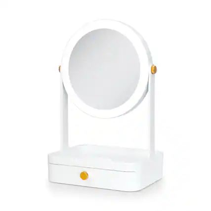 Front. Zadro - Back-to-School LED Lighted Makeup Mirror with 5X/1X Magnifications, Storage Drawer & Accessories Tray - White.