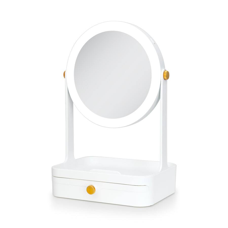 Zadro - Back-to-School LED Lighted Makeup Mirror with 5X/1X Magnifications, Storage Drawer & Accessories Tray - White