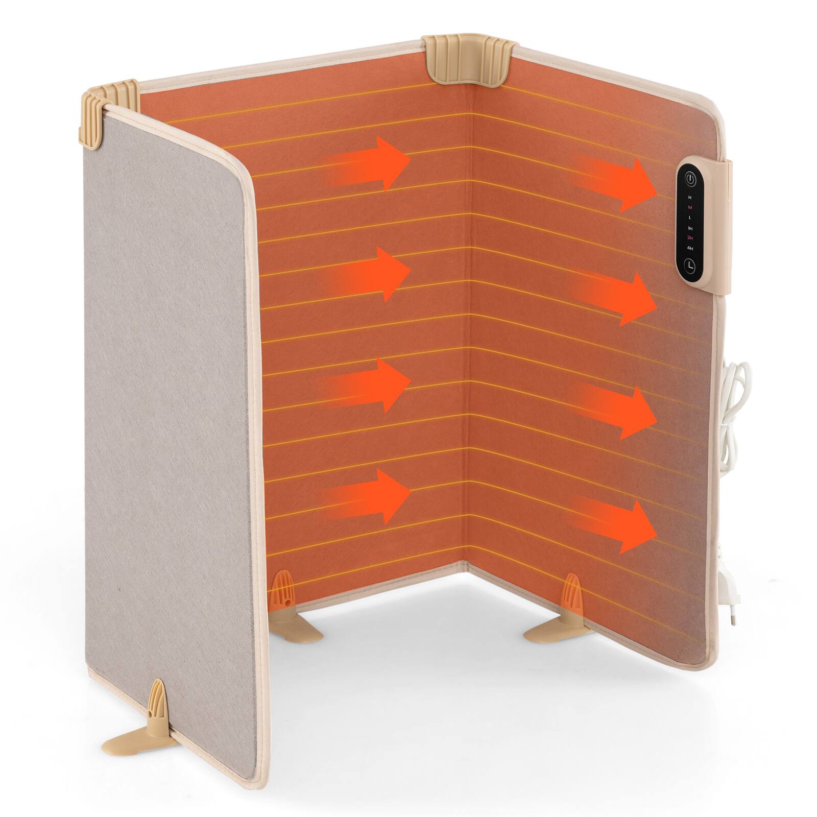 Alt View 9. Costway - Costway 3-Fold Under Desk Space Heater with 3-Level Thermostat & 4H Timer for Home, Office - Beige.