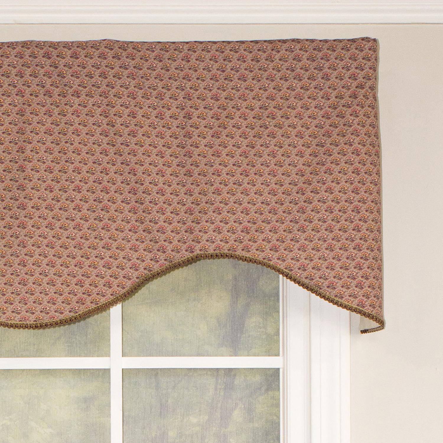 Left. RLF Home - RLF Home Meadow Cornice 100% Cotton with Fully Lined 3" Rod Pocket Valnance for Windows 50" x 17" Lavender - Lavender.