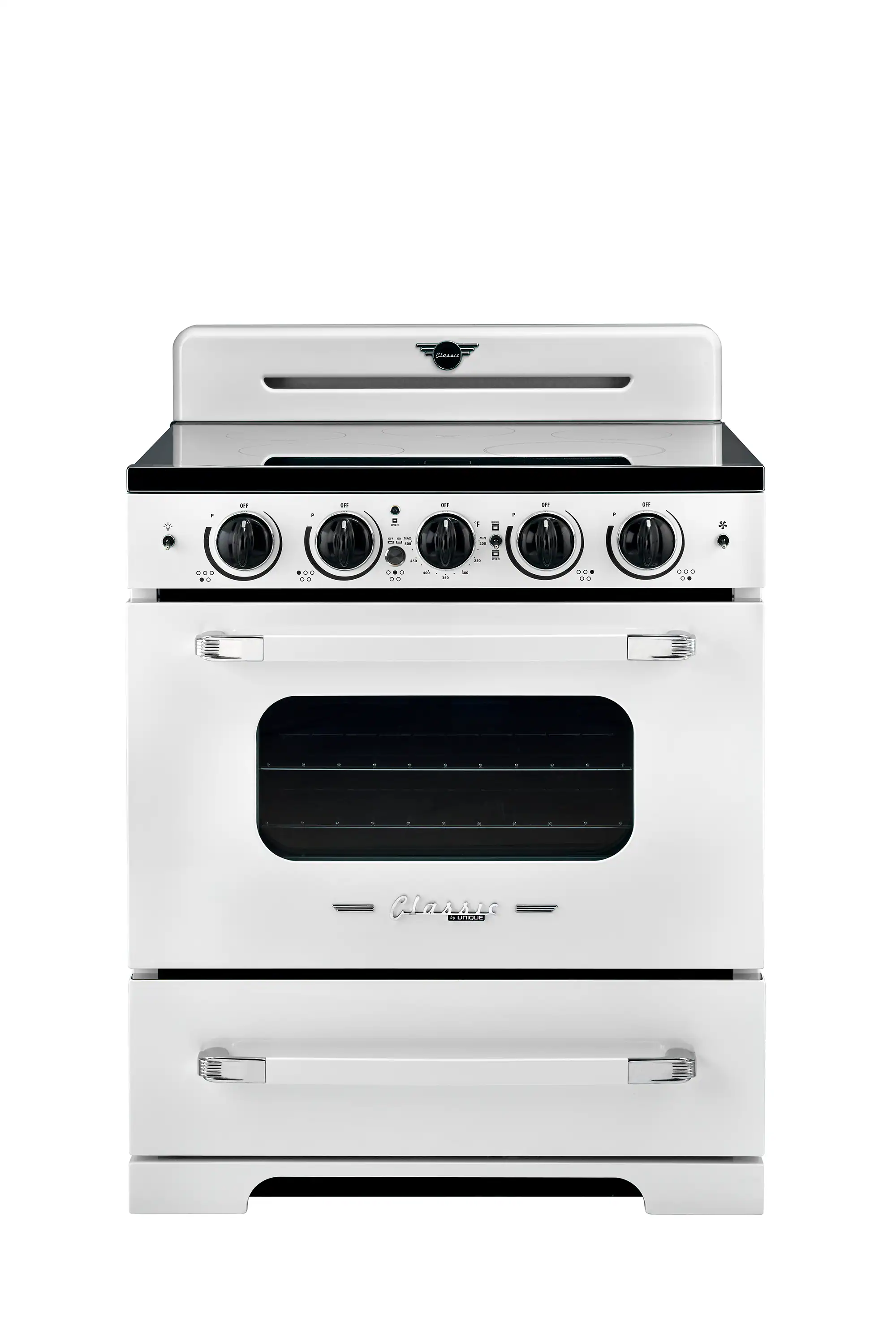 Unique Appliances - Classic Retro 3.9 Cu. Ft. Freestanding Induction Range with Air Fry - Marshmallow White