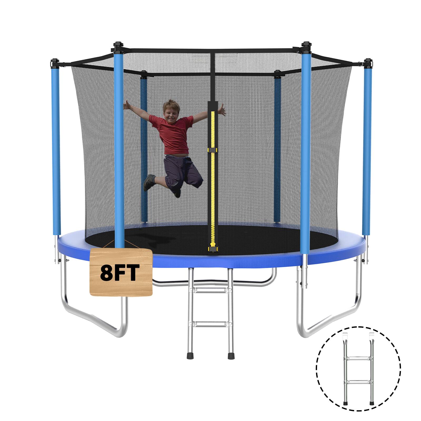 Alt View 2. LOVMOR - Lovmor 8 FT Trampoline with Ladder and Safety Enclosure Recreational Trampoline for Adults.