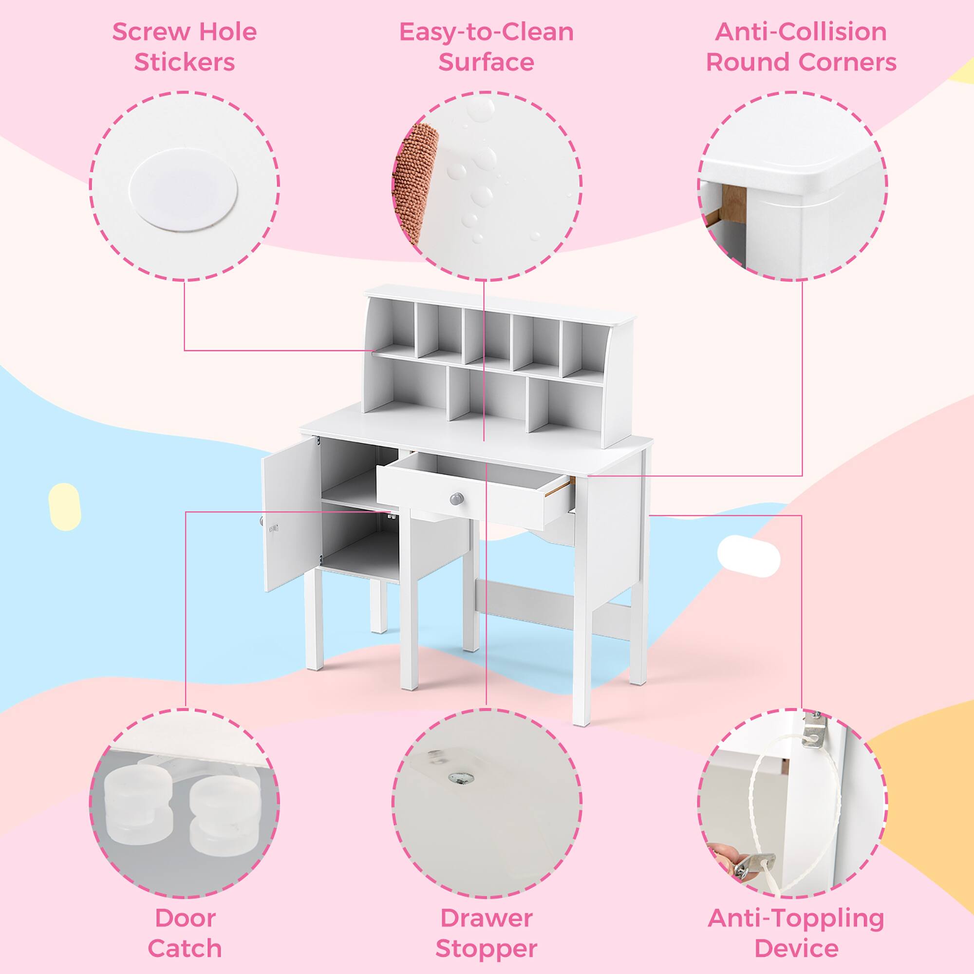Screw Hole Stickers, Easy-to-Clean Surface, Anti-Collision Round Corners, Door Catch, Drawer Stopper, Anti-Toppling Device