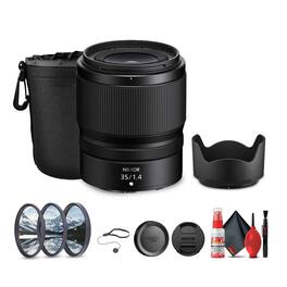 Nikon - NIKKOR Z 35mm f/1.4 Lens (Nikon Z) + Lens Filter Kit + Cleaning Kit + More - Black