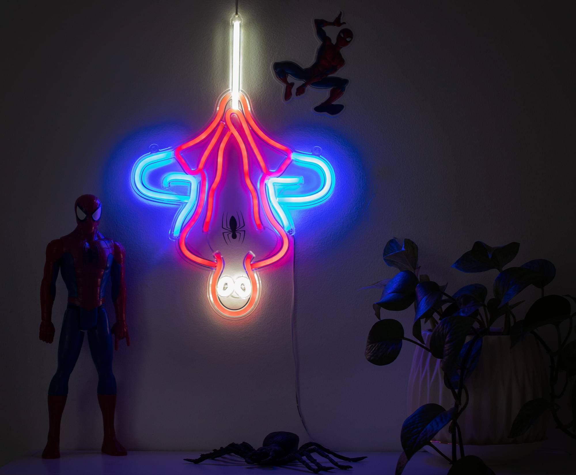 Alt View 3. Marvel - Marvel Spider-Man Hanging LED Neon Wall Light Sign - Red.