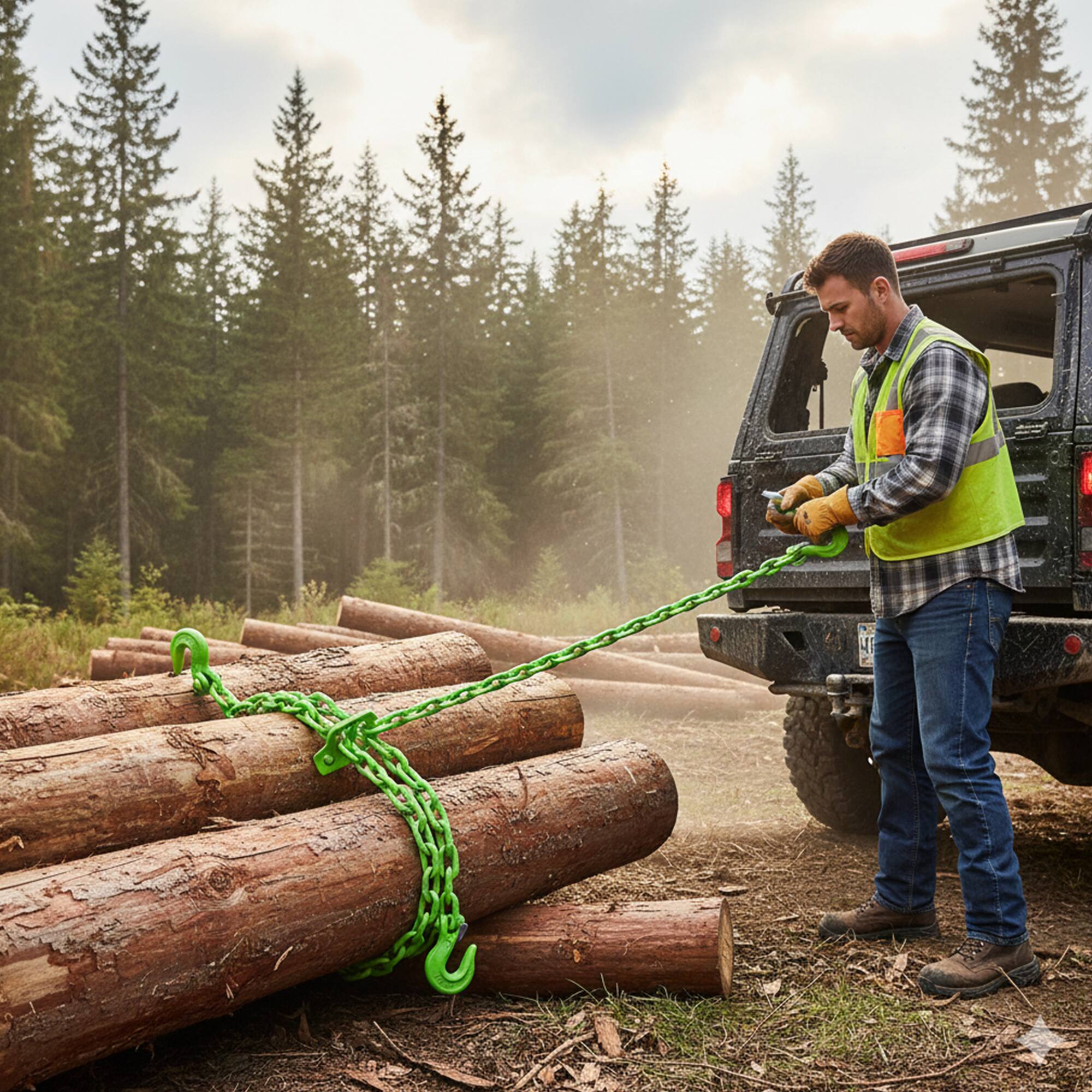 Alt View 2. Timber Tuff - Timber Tuff TMW-3820HVLC 20 Foot Long Heavy Duty Log Chain, 5,400 Pound Capacity - Green.