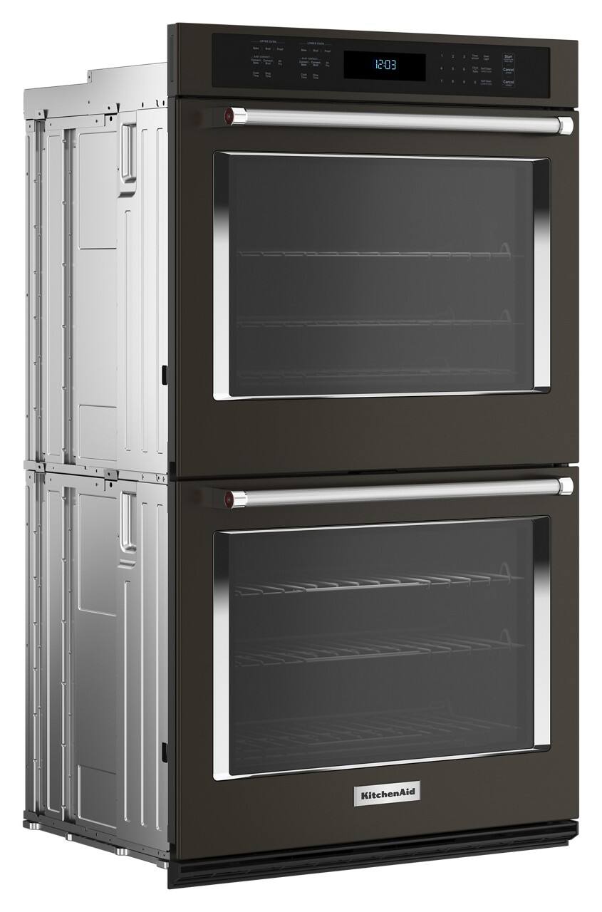 Alt View 1. KitchenAid - 27" Built-In Electric Convection Double Wall Oven with Air Fry Mode - Black Stainless Steel.