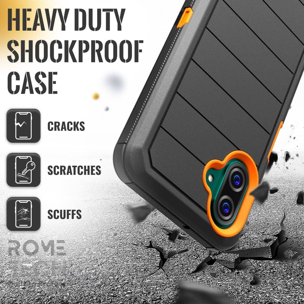 HEAVY DUTY SHOCKPROOF CASE

- CRACKS
- SCRATCHES
- SCUFFS

ROME