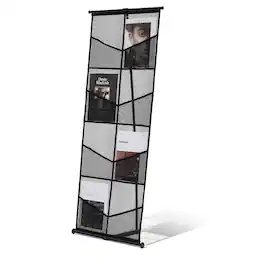 VEVOR - Brochure Display Stand, 4-Tier 8 Pockets Mesh Literature Display Holder, Floor Standing Magazine Newspaper Catalog Rack - Black