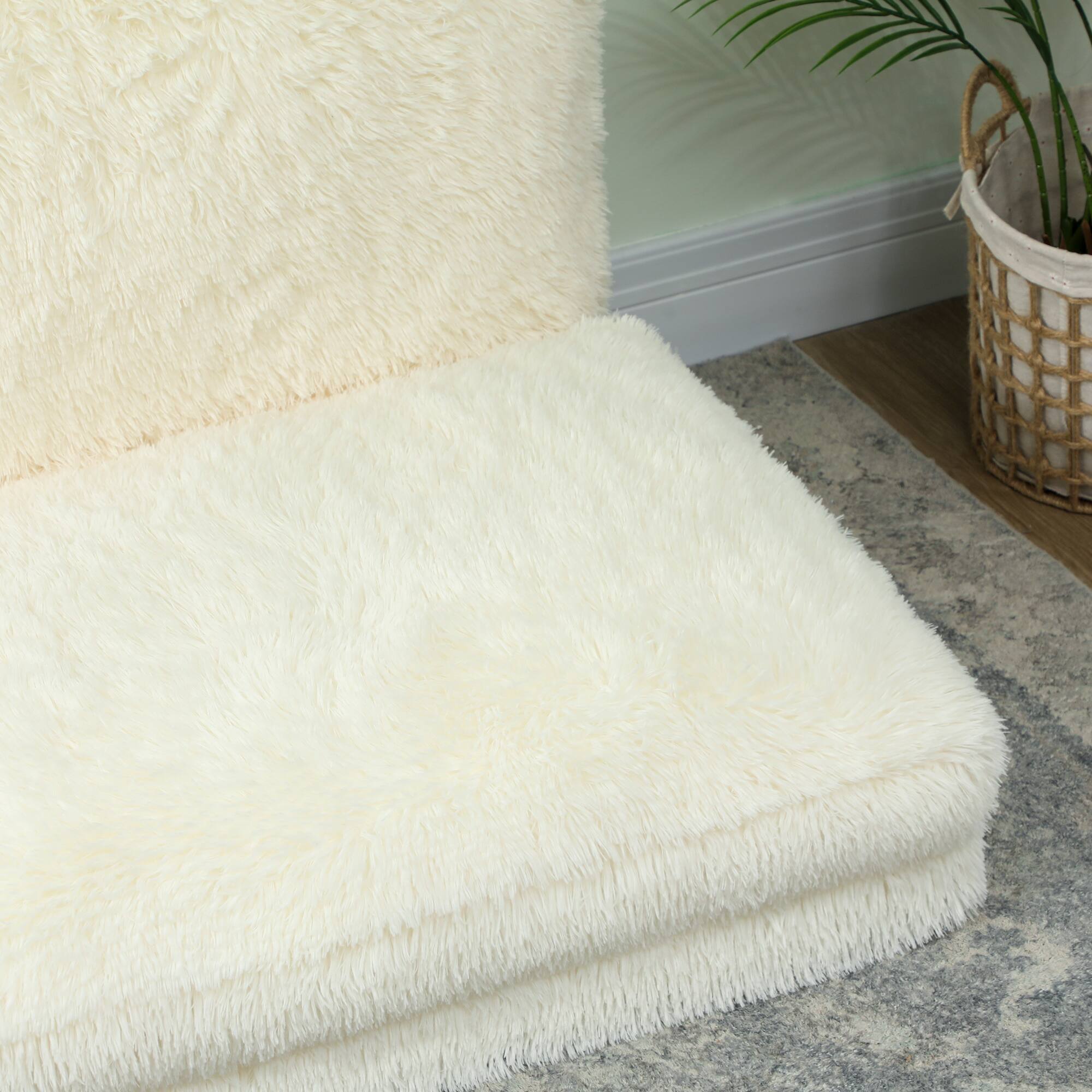 Alt View 8. Homcom - Bag Floor Sofa Bed, Contemporary Plush Wide Folding Floor Mattress, Foam Filling Wall Couch Sleeper - Cream White.