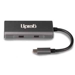 Alt View 1. UPTab - 4-Port USB-C Hub (10Gbps) with Dual USB-C and Dual USB-A Ports - Gray.