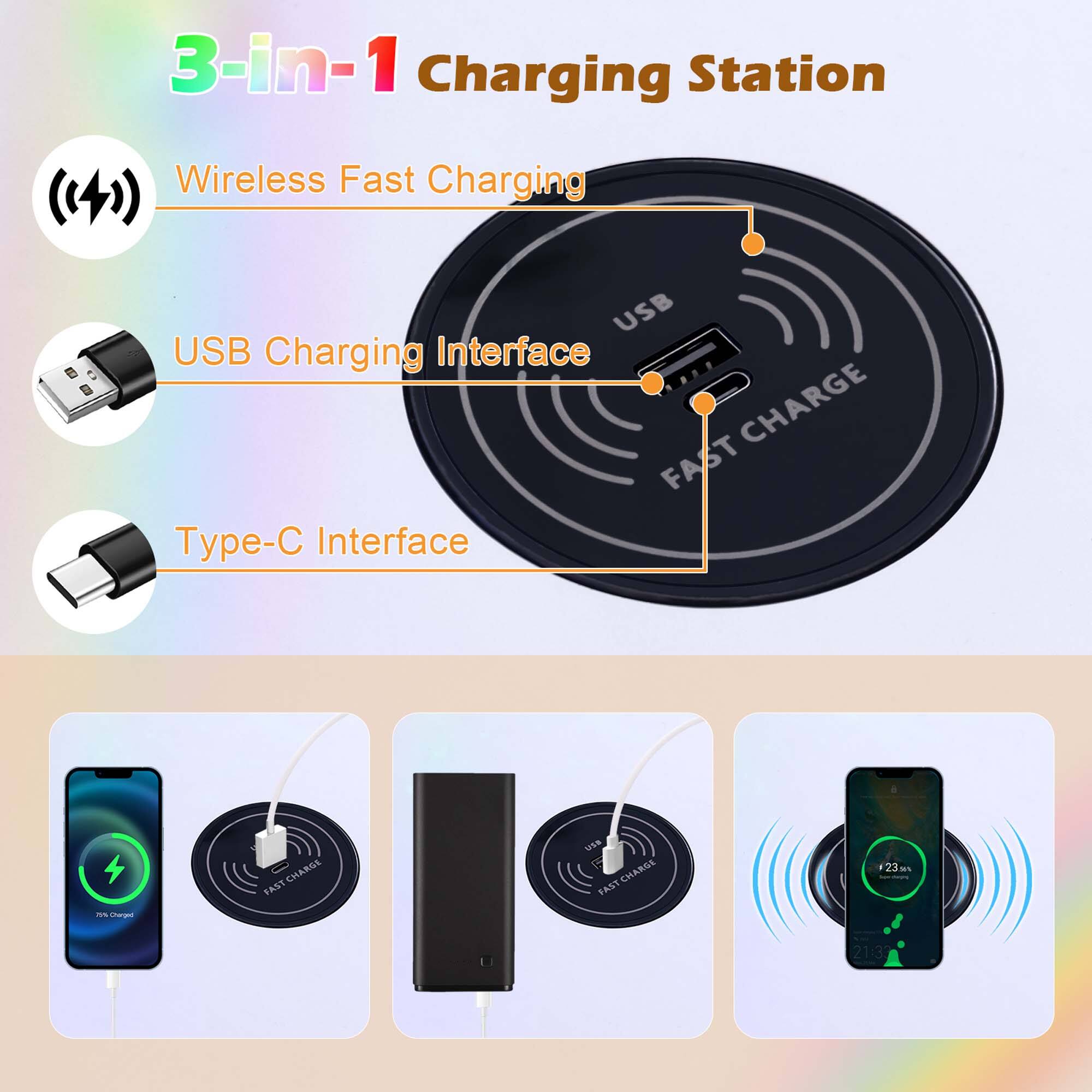 3-in-1 Charging Station

Wireless Fast Charging
USB Charging Interface
Type-C Interface