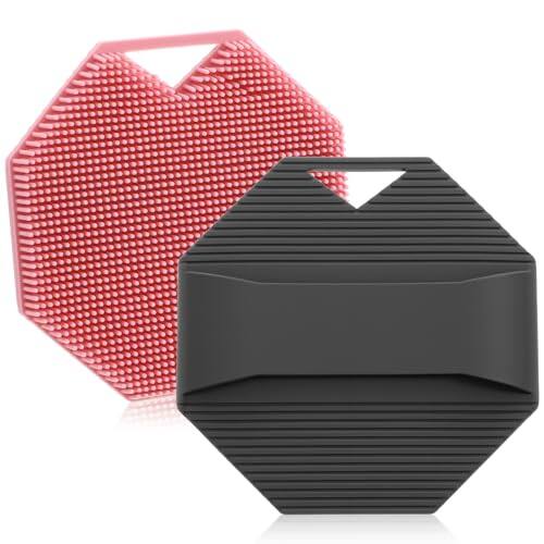 Front. DORLUKFU - 2 Pack Silicone Body Scrubber Exfoliator Shower Brush for Sensitive Skin Cleaning Sud Scrub Silicone Loofah with.