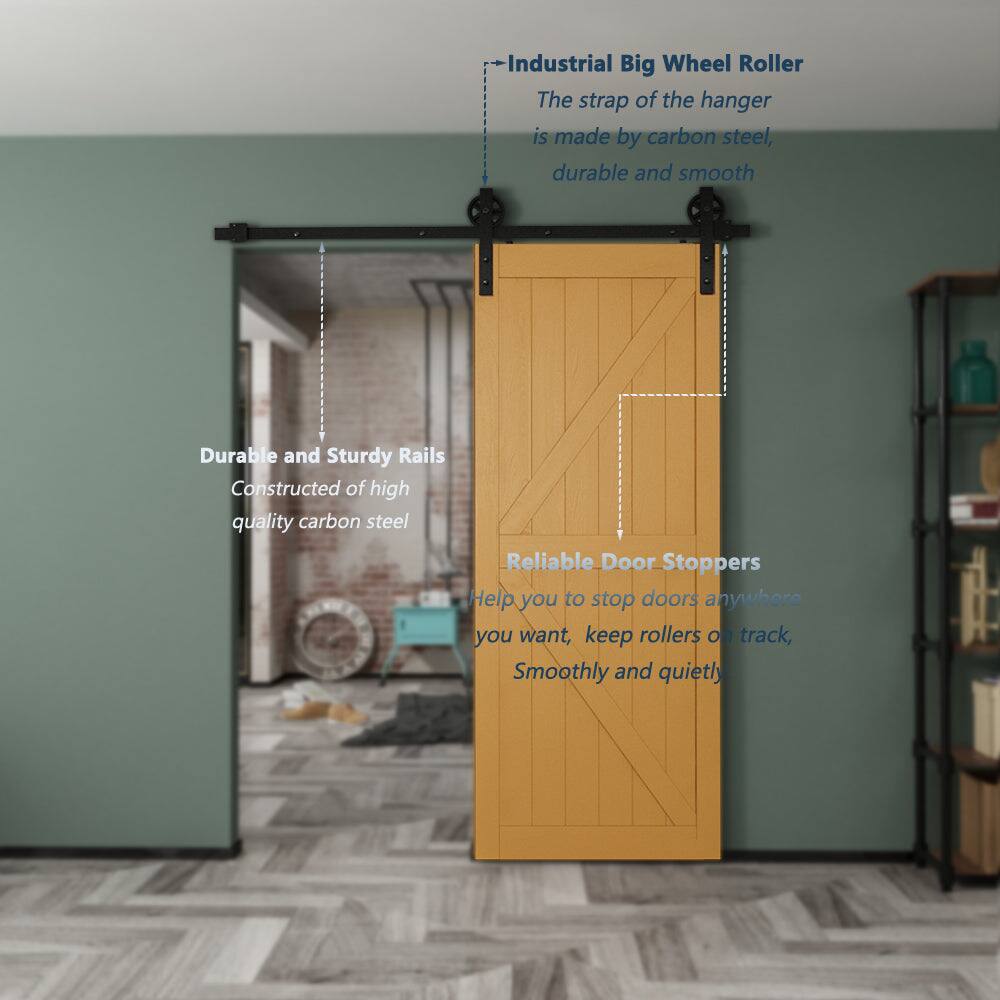 - Industrial Big Wheel Roller
  - The strap of the hanger is made by carbon steel, durable and smooth

- Durable and Sturdy Rails
  - Constructed of high quality carbon steel

- Reliable Door Stoppers
  - Help you to stop doors anywhere you want, keep rollers on track, smoothly and quietly